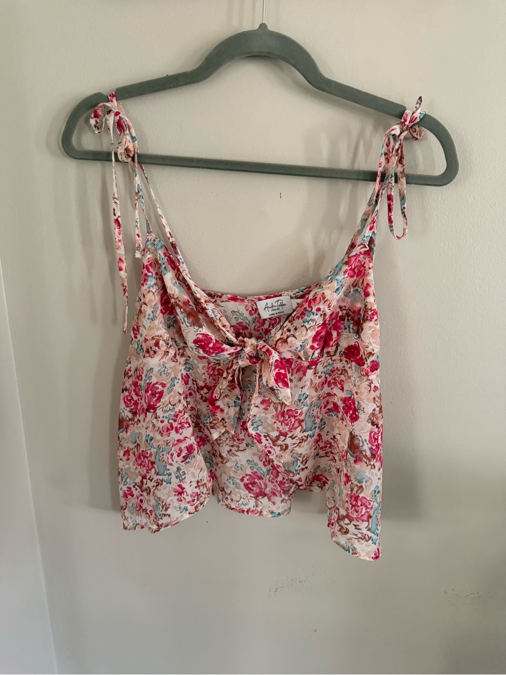 Tie-Front Floral Cami Tank - Pink Floral